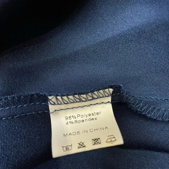 Navy Draped Cowl Neck Satin Sleeveless Dress - Picture 12 of 12